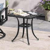 Pellebant Outdoor Side Table Cast Aluminum Metal Table Weather Resistant Small Patio Table for Garden, Pool, Balcony
